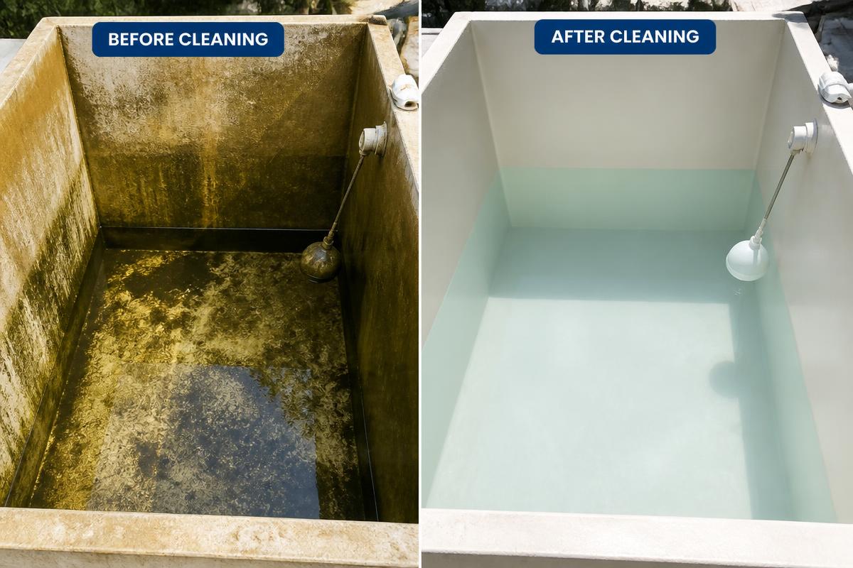 Water Tank cleaning before and after example